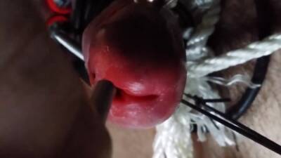 CBT with a stainless tube, clamps on balls, and super glue - boyfriendtv.com