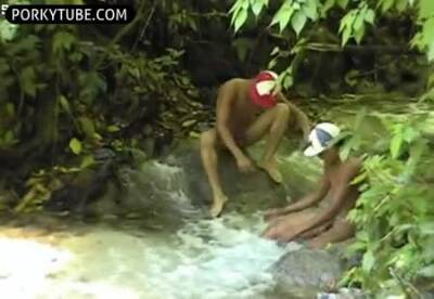 Latin guys in the forest river fuck bareback and suck handjobs and cumshots - boyfriendtv.com