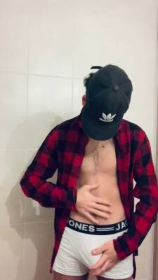 Teenager enjoying himself on the toilet - boyfriendtv.com