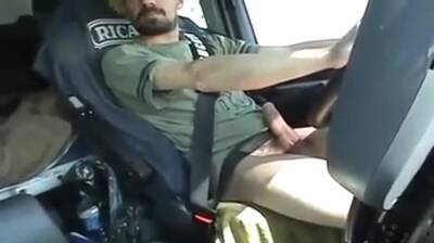 Str8 French trucker jerks his cock while driving - boyfriendtv.com - France
