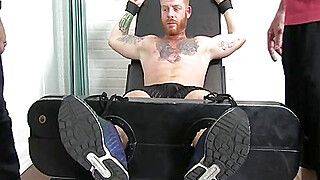 Ginger hunk tied up and tickled by two horny pervs - gayxo.com