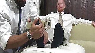 Ginger stud licks friends feet and toes and gets a facial - gayxo.com